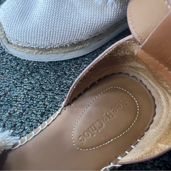 SEE BY CHLOE Tan Glyn Espadrilles Leather Flat Neutral Flats Shoes Gold Buckle 8 - Picture 15 of 16